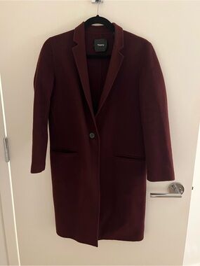 Theory Burgundy Red Wool Cashmere Coat
